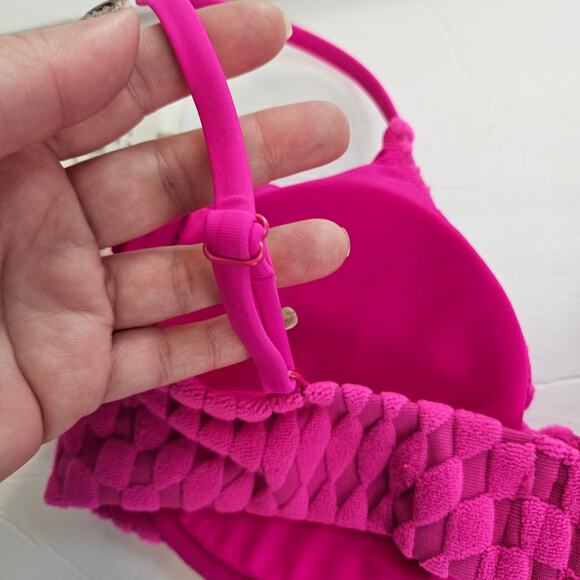 Good American Jacquard Demi Cup Bikini Top Hawaiian Pink Women's XLarge Beach - Picture 5 of 13